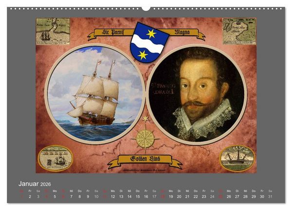Produktbild: 500 Jahre unter Segeln - von der GOLDEN HIND zur KERSHONES (Wandkalender 2026 DIN A2 quer), CALVENDO Monatskalender