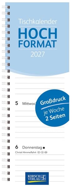Produktbild: Tischkalender Hochformat Gro&szlig;druck 2027