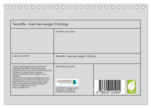 Produktbild: Teneriffa - Insel des ewigen Fr&uuml;hlings (Tischkalender 2026 DIN A5 quer), CALVENDO Monatskalender