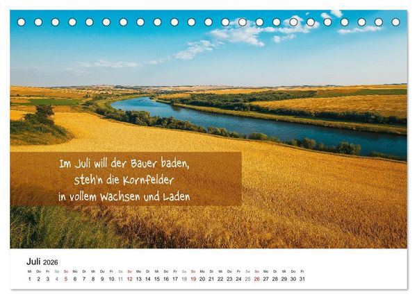 Produktbild: Bauernregeln Kalender - Rhythmus der Jahreszeiten (Tischkalender 2026 DIN A5 quer), CALVENDO Monatskalender