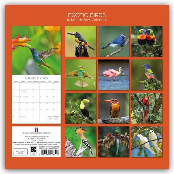Produktbild: Exotic Birds – Exotische Vögel 2026 – 16-Monatskalender