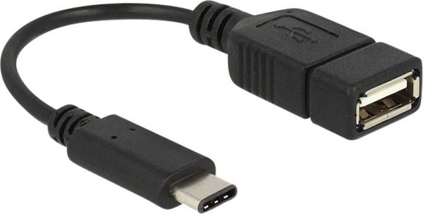 Delock USB-Kabel USB 2.0 USB-C® Stecker, USB-A Buchse 0.15m Schwarz 65579