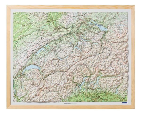 Produktbild: K&uuml;mmerly+Frey Relief Karte Schweiz mit Natur-Holzrahmen 1:500.000