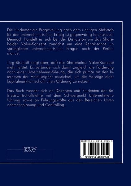 Produktbild: Das Shareholder Value-Konzept