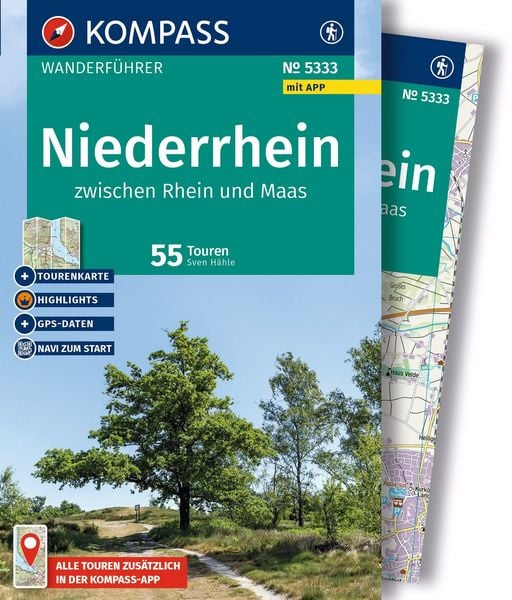 Produktbild: KOMPASS Wanderf&uuml;hrer Niederrhein, zwischen Rhein und Maas, 55 Touren mit Extra-Tourenkarte