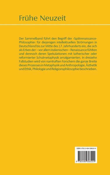 Produktbild: Sp&auml;trenaissance-Philosophie in Deutschland 1570-1650
