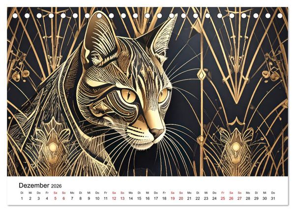 Produktbild: Kunst Katzen (Tischkalender 2026 DIN A5 quer), CALVENDO Monatskalender