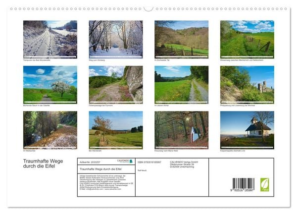 Produktbild: Traumhafte Wege durch die Eifel (hochwertiger Premium Wandkalender 2026 DIN A2 quer), Kunstdruck in Hochglanz