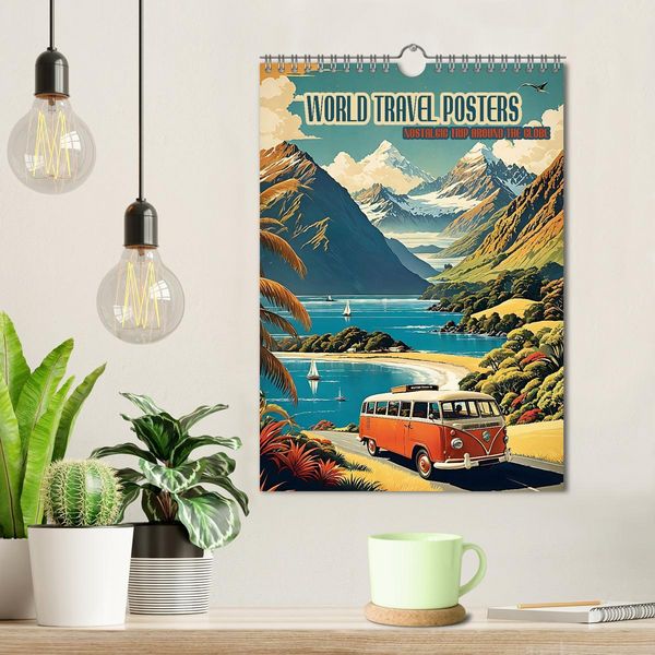 Produktbild: World Travel Posters - Nostalgic Trip Around the Globe (Wall Calendar 2026 DIN A4 portrait), CALVENDO 12 Month Wall Calendar