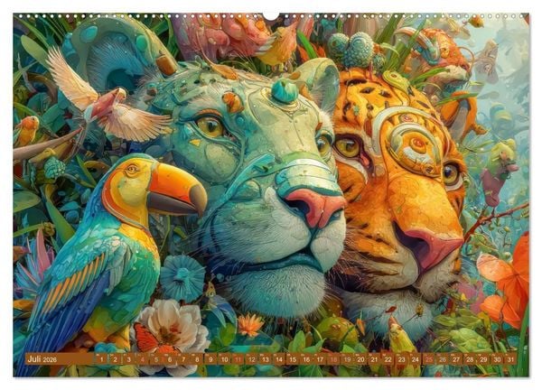 Produktbild: Dschungelzauber - Kunstvolle Werke (hochwertiger Premium Wandkalender 2026 DIN A2 quer), Kunstdruck in Hochglanz