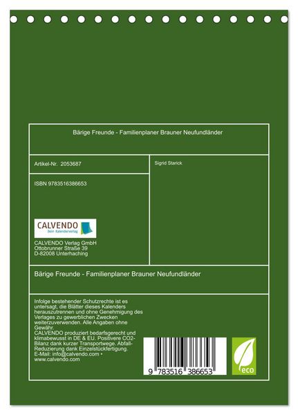 Produktbild: B&auml;rige Freunde - Familienplaner Brauner Neufundl&auml;nder (Tischkalender 2026 DIN A5 hoch), CALVENDO Monatskalender