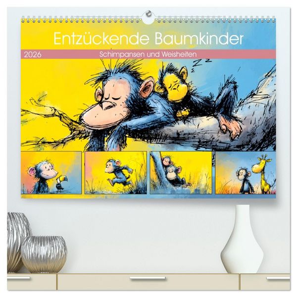 Produktbild: Entz&uuml;ckende Baumkinder. Schimpansen und Weisheiten (hochwertiger Premium Wandkalender 2026 DIN A2 quer), Kunstdruck in Hochglanz