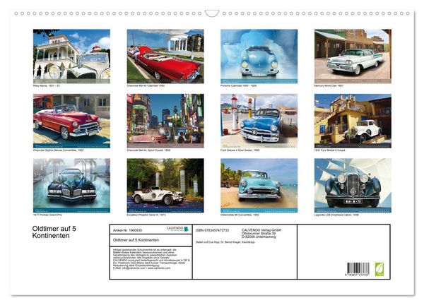 Produktbild: Oldtimer auf 5 Kontinenten (Wandkalender 2026 DIN A2 quer), CALVENDO Monatskalender