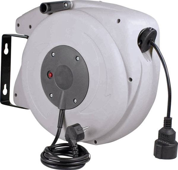 Produktbild: AS Schwabe 12645 Wandkabeltrommel 20m Schwarz Schutzkontakt-Winkelstecker, Frankreich-Stecker