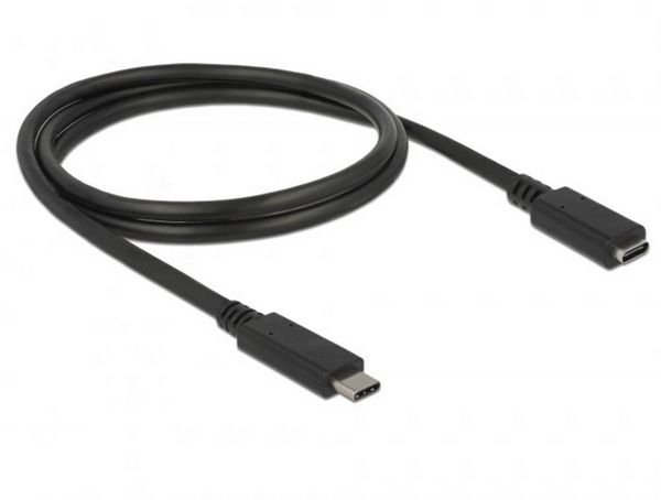 Produktbild: Delock USB-Kabel USB 3.2 Gen1 (USB 3.0 / USB 3.1 Gen1) USB-C&reg; Stecker, USB-C&reg; Buchse 1.00 m Schwarz 85533