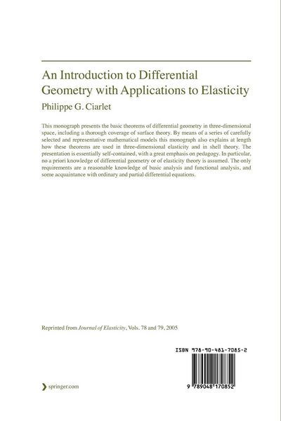 Produktbild: An Introduction to Differential Geometry with Applications to Elasticity