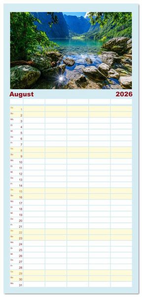 Produktbild: Familienplaner 2026 - Bayerisches Alpenparadies mit 5 Spalten (Wandkalender, 21 x 45 cm) CALVENDO