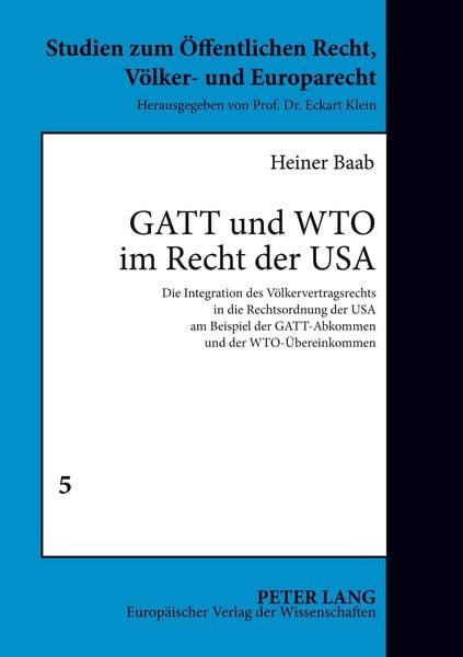 Produktbild: GATT und WTO im Recht der USA
