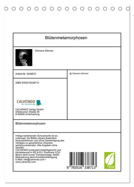 Produktbild: Bl&uuml;tenmetamorphosen (Tischkalender 2026 DIN A5 hoch), CALVENDO Monatskalender
