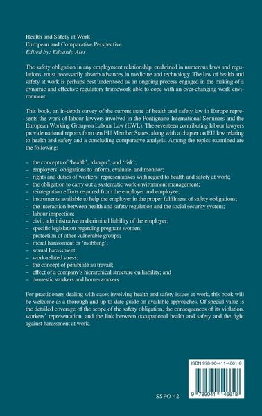 Produktbild: Health and Safety at Work. European and Comparative Perspective