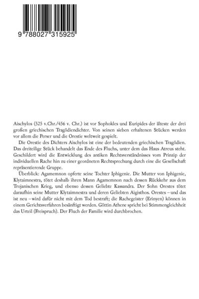 Produktbild: Die Orestie