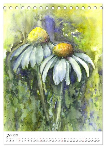 Produktbild: Bl&uuml;tenaquarelle (Tischkalender 2026 DIN A5 hoch), CALVENDO Monatskalender