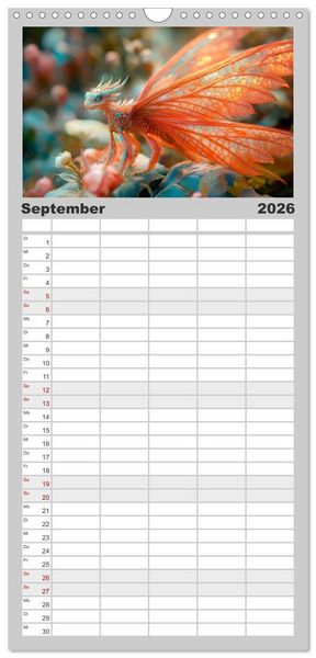 Produktbild: Familienplaner 2026 - FABELWESEN M&auml;rchenhafte Tr&auml;ume mit 5 Spalten (Wandkalender, 21 x 45 cm) CALVENDO