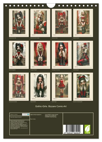 Produktbild: Gothic-Girls. Bizzare Comic-Art (Wandkalender 2026 DIN A4 hoch), CALVENDO Monatskalender