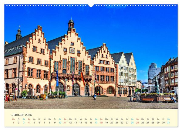 Produktbild: Frankfurt am Main - Finanzen und Geschichte (hochwertiger Premium Wandkalender 2026 DIN A2 quer), Kunstdruck in Hochglanz