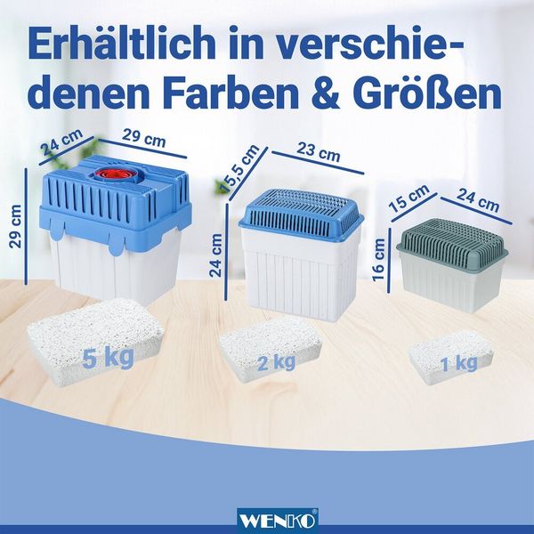 Produktbild: Luftentfeuchter 1 kg Grau, inkl. 3 Nachf&uuml;ller, f&uuml;r R&auml;ume bis 80 m&sup3;