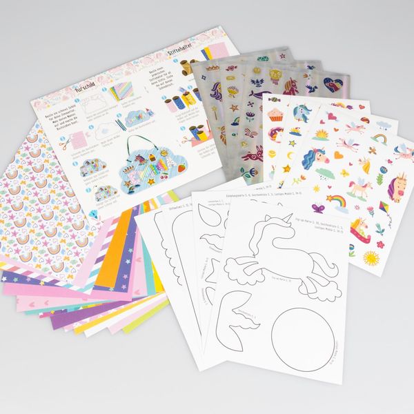 Produktbild: Bastelset f&uuml;r Kinder: Sticker-Bastelset: Glitzer-Einh&ouml;rner