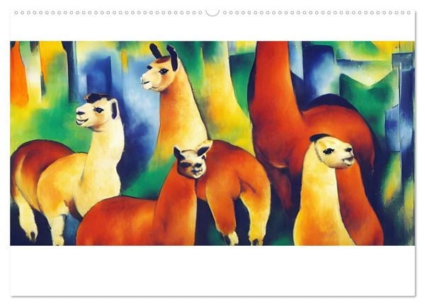 Produktbild: Bauernhoftiere, expressionistisch bunt (Wandkalender 2026 DIN A2 quer), CALVENDO Monatskalender