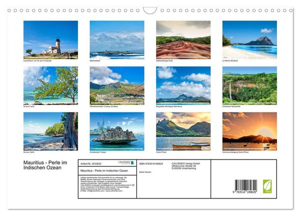 Produktbild: Mauritius - Perle im Indischen Ozean (Wandkalender 2026 DIN A3 quer), CALVENDO Monatskalender