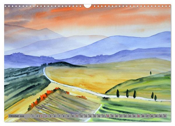 Produktbild: Toskana Aquarelle (Wandkalender 2026 DIN A3 quer), CALVENDO Monatskalender