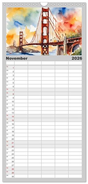 Produktbild: Familienplaner 2026 - Sehenswertes rund um die Welt mit 5 Spalten (Wandkalender, 21 x 45 cm) CALVENDO