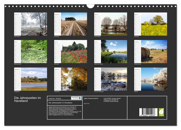 Produktbild: Die Jahreszeiten im Havelland (Wandkalender 2026 DIN A3 quer), CALVENDO Monatskalender