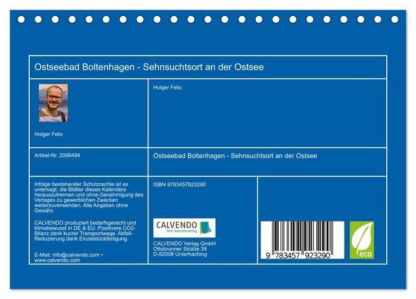 Produktbild: Ostseebad Boltenhagen - Sehnsuchtsort an der Ostsee (Tischkalender 2026 DIN A5 quer), CALVENDO Monatskalender