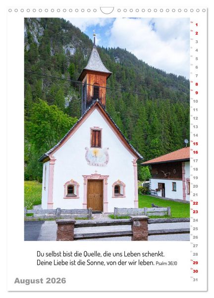 Produktbild: Kapellen mit Bibelzitaten (Wandkalender 2026 DIN A3 hoch), CALVENDO Monatskalender