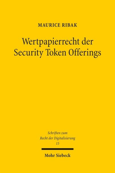 Produktbild: Ribak, M: Wertpapierrecht der Security Token Offerings