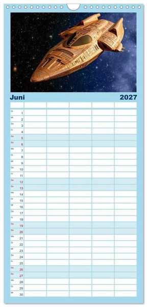 Produktbild: Familienplaner 2027 - Raumschiffe - Im Universum durch Raum und Zeit mit 5 Spalten (Wandkalender, 21 x 45 cm) CALVENDO