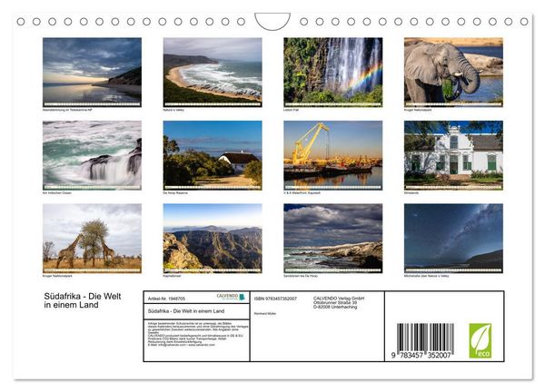 Produktbild: S&uuml;dafrika - Die Welt in einem Land (Wandkalender 2026 DIN A4 quer), CALVENDO Monatskalender