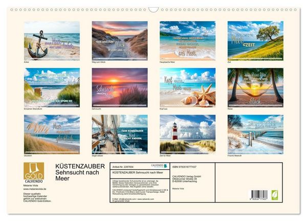 Produktbild: K&Uuml;STENZAUBER Sehnsucht nach Meer (Wandkalender 2027 DIN A2 quer), CALVENDO Monatskalender