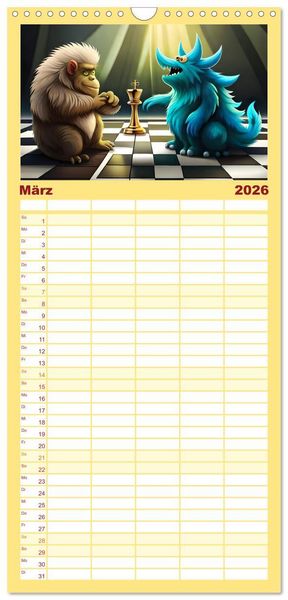 Produktbild: Familienplaner 2026 - Keine Angst vor Monstern mit 5 Spalten (Wandkalender, 21 x 45 cm) CALVENDO
