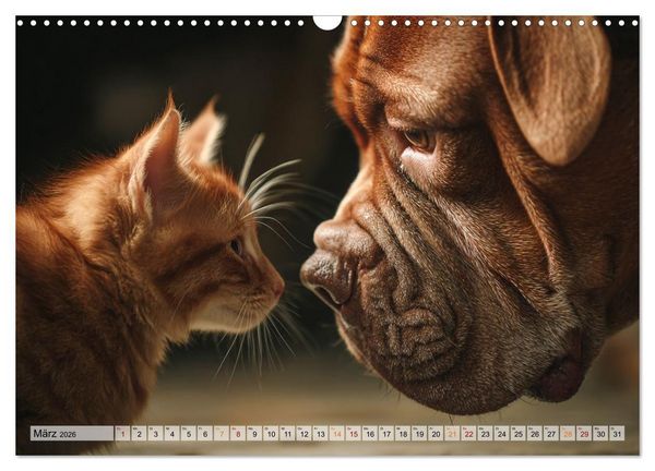 Produktbild: Hund und Katze - Tierische Freunde (Wandkalender 2026 DIN A3 quer), CALVENDO Monatskalender