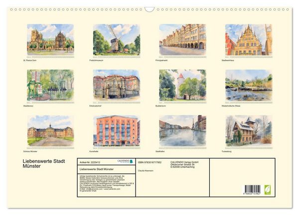 Produktbild: Liebenswerte Stadt M&uuml;nster (Wandkalender 2026 DIN A2 quer), CALVENDO Monatskalender