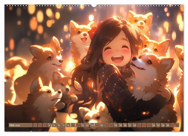 Produktbild: Manga Tierliebe (hochwertiger Premium Wandkalender 2026 DIN A2 quer), Kunstdruck in Hochglanz