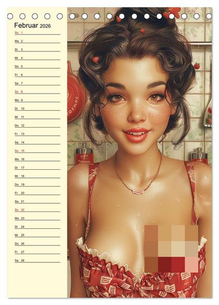Produktbild: Schatz, ich hab gekocht! Sexy-lustige Pin-up-Girls in der K&uuml;che (Tischkalender 2026 DIN A5 hoch), CALVENDO Monatskalender