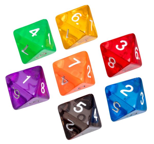 Produktbild: W&uuml;rfel, 8 seitig, transparent, 50er Beutel