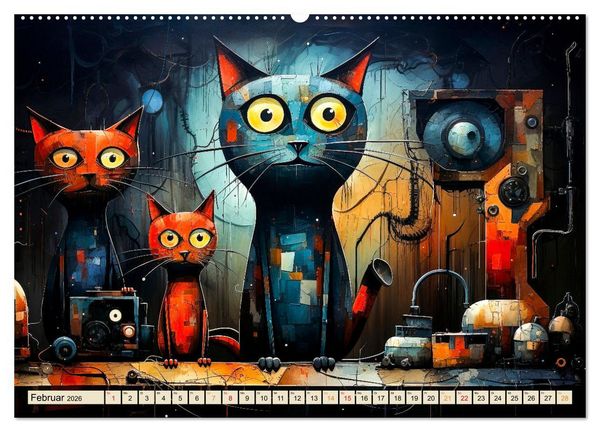Produktbild: Katzen - die Nacht erwacht (hochwertiger Premium Wandkalender 2026 DIN A2 quer), Kunstdruck in Hochglanz