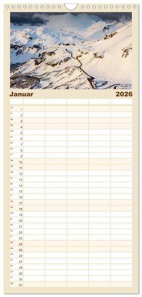 Produktbild: Familienplaner 2026 - Berge. Wege in die Natur mit 5 Spalten (Wandkalender, 21 x 45 cm) CALVENDO